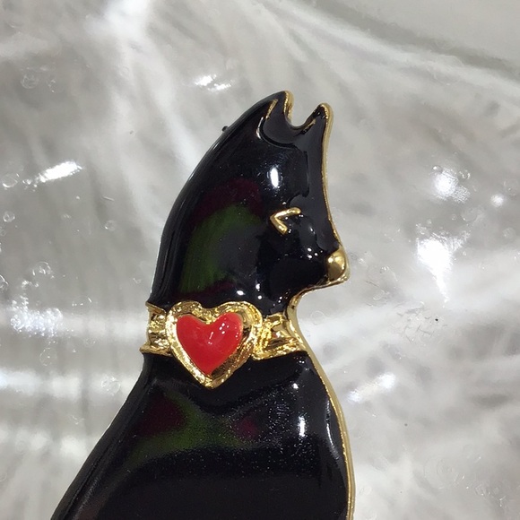 Vintage signed Vero black cat brooch pin - Picture 2 of 7
